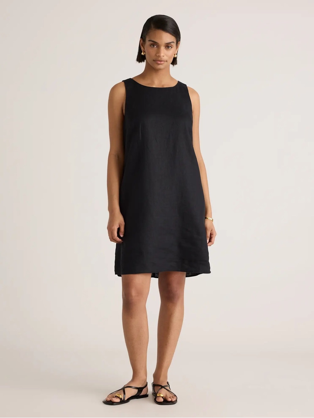 Quince 100% European Linen Tank Mini Dress Deep Navy Medium MSRP $118